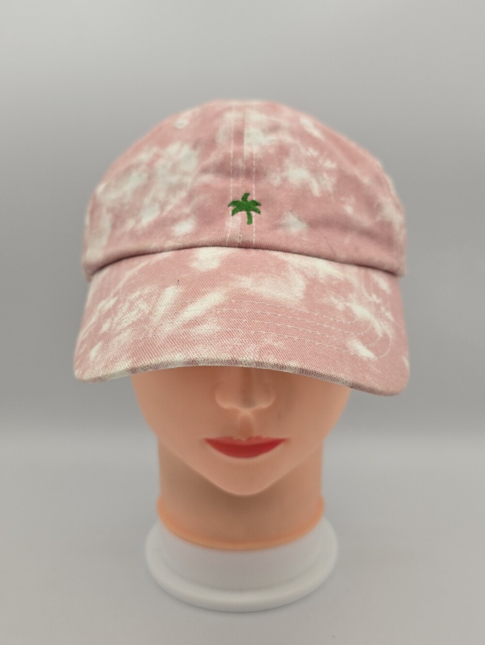 collectioneighteen Women's Pink/White  Tie-Dye Palm Tree Cotton Adjustable Hat